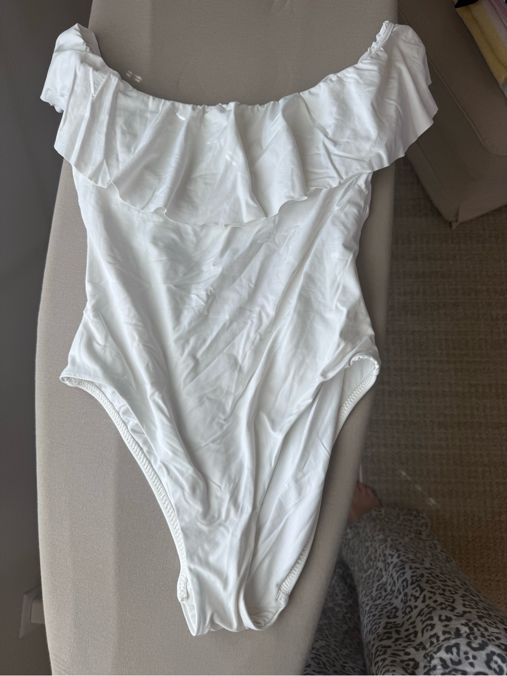 Trina Turk White Off-Shoulder Ruffle One-Piece